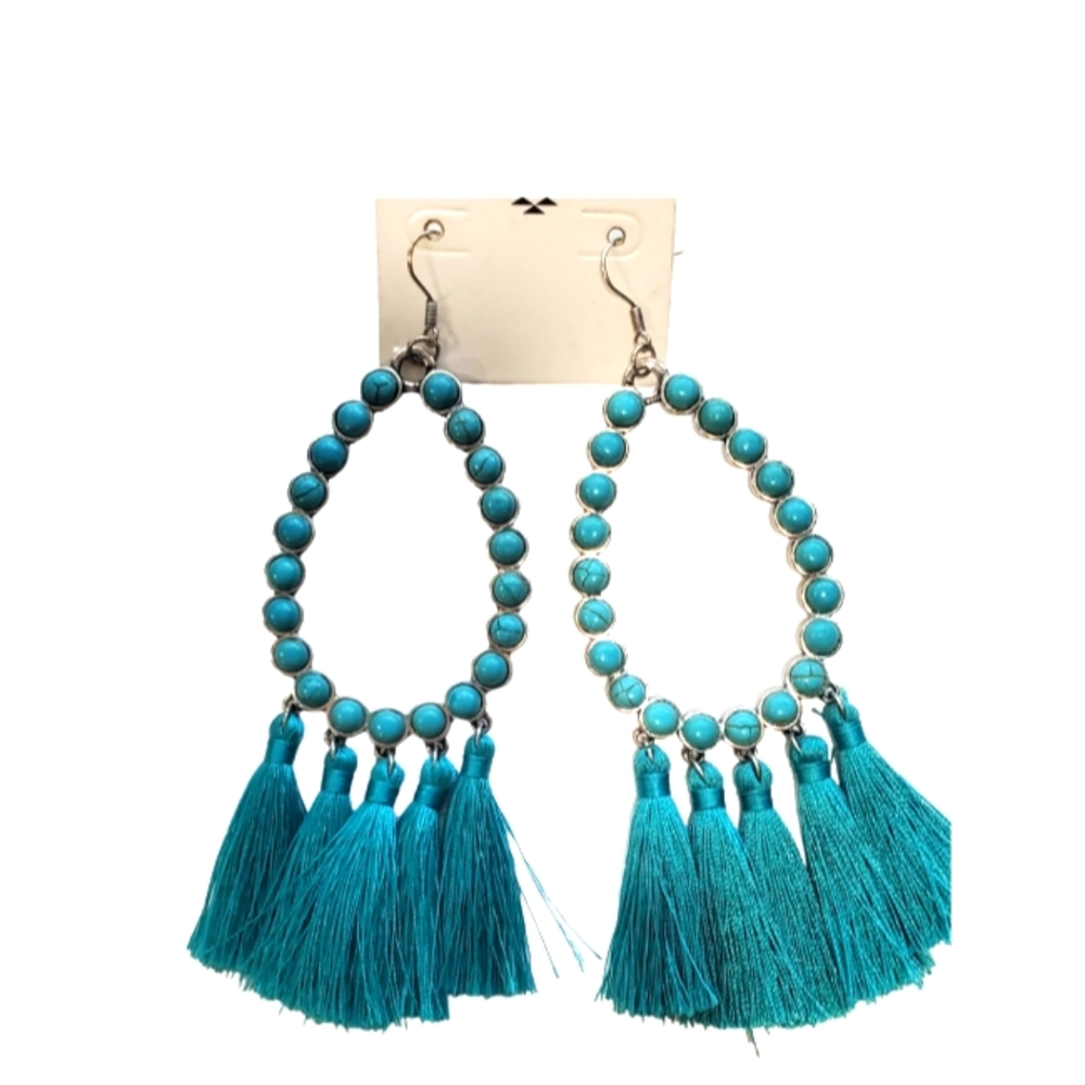 Turquoise tassel earrings NWT